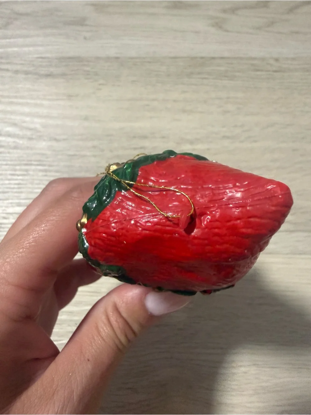 Vintage Santa Claus Face Hanging Christmas Ornament Red Hood Green Holly Garland